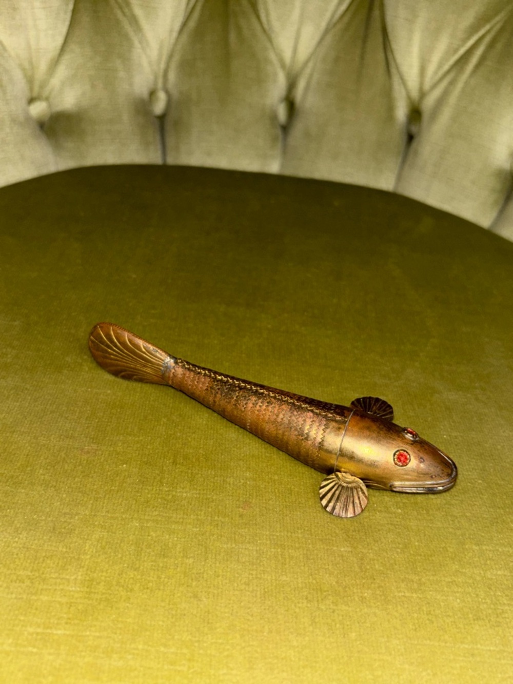 Vintage Median Style Articulated Fish Figure Brass - Picture 4 of 9